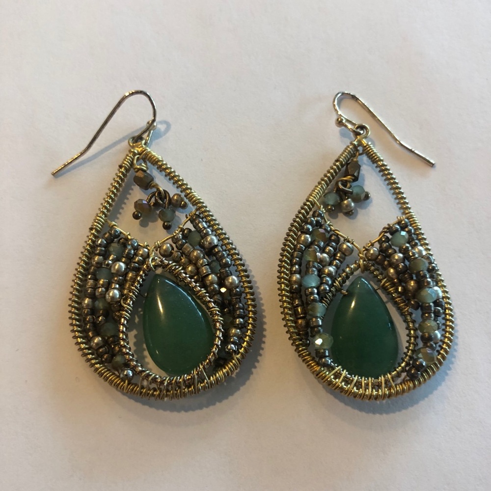Deep Green & Gold Earrings